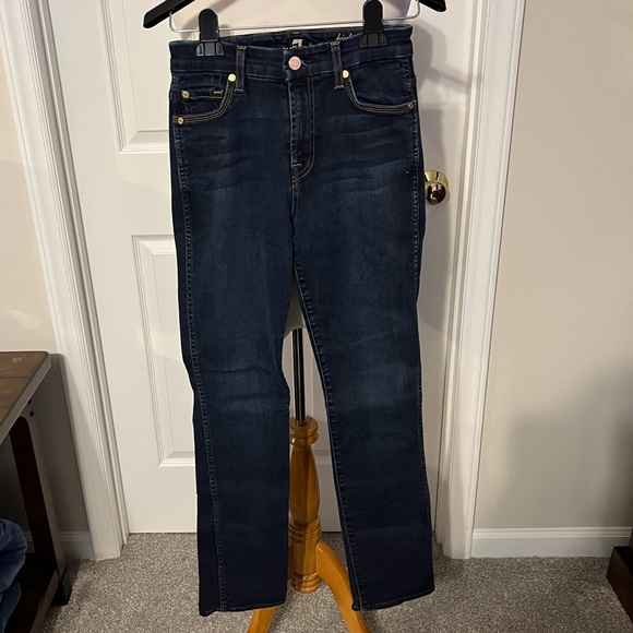 7 For All Mankind Denim - 7 For All Mankind Dark Blue High Rise Waist Vintage Straight Jeans